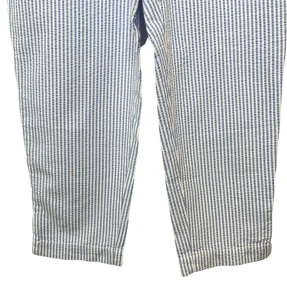 Talbots Perfect Crops Pant - Sunshine Seersucker Blue & White Striped Size 8P - Picture 5 of 11